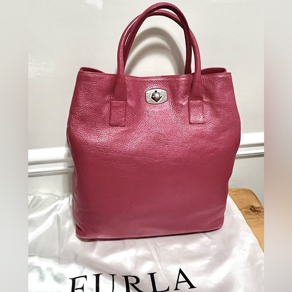 Furla Handbags - FURLA Appaloosa Bag - Raspberry/Dark Pink Pebbled Leather Large Tote Purse